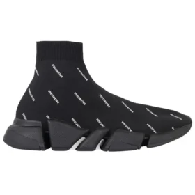 Speed 2.0 Sneaker „Schwarzer Strick mit durchgehendem weißem Logo“ 617239W2DBO1090