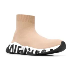 Speed Graffiti Sneaker „Beige gestrickt mit weißer und schwarzer Graffiti-Sohle“ 605942W2DB79791