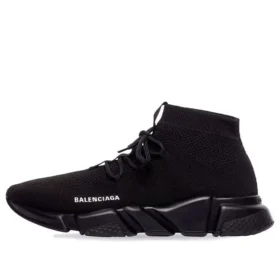 Speed Lace Up Sneaker „Schwarzer recycelter Strick und schwarze Sohle“ 587289W2DB11013