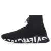 Speed-Sneaker „Schwarzer recycelter Strick mit schwarz-weißer Graffiti-Sohle“ 617251W2DB71006
