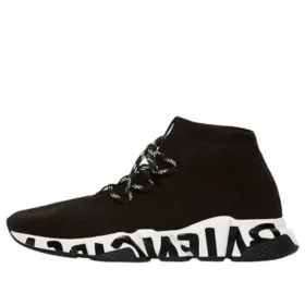 Speed-Sneaker „Schwarzer recycelter Strick mit schwarzer Graffiti-Sohle“ 621611W05GE1015