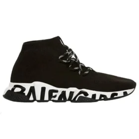 Speed-Sneaker „Schwarzer recycelter Strick mit schwarzer Graffiti-Sohle“ 621611W05GE1015