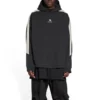 Sportlicher Hoodie mit gestreiften Ärmeln und Kapuze, Oversize „Schwarz Weiß“ 704023TMVG23869