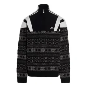 Sporty B Half Zip Track Mix Jacquard-Strickpullover „Black Grey“ 675289T16171240