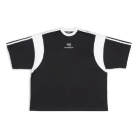 Sporty B T-Shirt Boxy Fit „Schwarz Weiß“ 699182TMVC41070