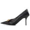 Square Knife BB Pumps aus Leder in Crocs-Optik „Schwarz“ 734238WBE711000