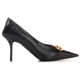 Square Knife BB Pumps aus Leder in Crocs-Optik „Schwarz“ 734238WBE711000 Square Knife BB Pumps aus Leder in Crocs-Optik „Schwarz“ 734238WBE711000