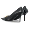 Square Knife BB Pumps aus Leder in Crocs-Optik „Schwarz“ 734238WBE711000