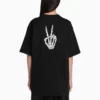 SS21 Drip Peace T-Shirt mit großem Aufdruck, weite Passform, schwarz 641655TKVA11012
