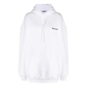 SS21 Hoodie aus Baumwolle mit kleinem Label-Logo, weiß, 578135TJV859040