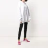 SS21 Hoodie aus Baumwolle mit kleinem Label-Logo, weiß, 578135TJV859040