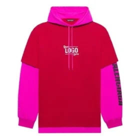 SS21 Kapuzen-Langarmjacke mit Patchwork-Details, Unisex, Rosa-Rot 657037TKV826295
