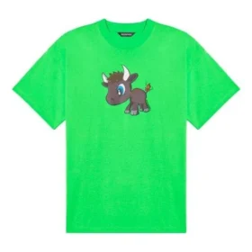 SS21 Kurzarm-Unisex-Shirt mit kleinem Cartoon-Aufdruck, grün 612966TJVM93302 SS21 Kurzarm-Unisex-Shirt mit kleinem Cartoon-Aufdruck, grün 612966TJVM93302