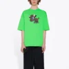 SS21 Kurzarm-Unisex-Shirt mit kleinem Cartoon-Aufdruck, grün 612966TJVM93302