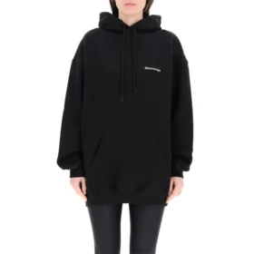 SS21 Logo-Baumwoll-Hoodie Schwarz 578135TJV851070