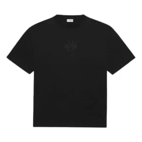 SS21 Logo-Muster Rundhalsausschnitt Kurzarm Unisex Schwarz 641655TKV711069