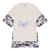 SS21 Retro-T-Shirt mit kurzen Ärmeln, doppellagig, weiß 641584TJVI19013