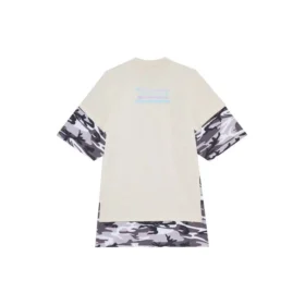 SS21 Retro-T-Shirt mit kurzen Ärmeln, doppellagig, weiß 641584TJVI19013