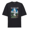 SS21 Retro-T-Shirt mit Leinwandbindung, groß, kurzärmelig, Unisex, schwarz 641614TJVH61000