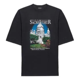 SS21 Retro-T-Shirt mit Leinwandbindung, groß, kurzärmelig, Unisex, schwarz 641614TJVH61000