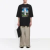 SS21 Retro-T-Shirt mit Leinwandbindung, groß, kurzärmelig, Unisex, schwarz 641614TJVH61000