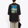 SS21 Retro-T-Shirt mit Leinwandbindung, groß, kurzärmelig, Unisex, schwarz 641614TJVH61000