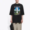 SS21 Retro-T-Shirt mit Leinwandbindung, groß, kurzärmelig, Unisex, schwarz 641614TJVH61000