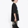 SS21 Retro-T-Shirt mit Leinwandbindung, groß, kurzärmelig, Unisex, schwarz 641614TJVH61000