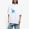 SS21 Retro-T-Shirt mit Leinwandbindung, weite Passform, kurze Ärmel, Unisex, weiß 657059TKV949000