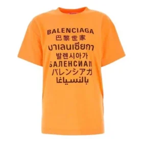 SS21 Rundhals-T-Shirt mit Aufdruck Orange 612965TJVI37513