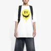 SS21 T-Shirt mit Smiley-Aufdruck, locker geschnitten, kurzärmelig, weiß 641655TKVA18639