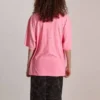 SS21 T-Shirt mit Stickerei und Rundhalsausschnitt, rosa, 641532TJVA95764