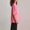 SS21 T-Shirt mit Stickerei und Rundhalsausschnitt, rosa, 641532TJVA95764
