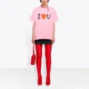 SS21 Unisex-T-Shirt mit Alphabet-Muster, kurzärmelig, rosa 612965TJVL51401