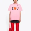 SS21 Unisex-T-Shirt mit Alphabet-Muster, kurzärmelig, rosa 612965TJVL51401