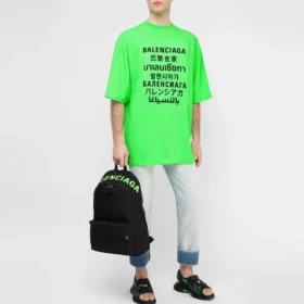 SS21 Wortmuster Kurzarm Unisex Grün 641614TJVI34162