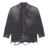SS21 Zerrissenes Denim-Hemd für Herren, Schwarz 657610TBP191090
