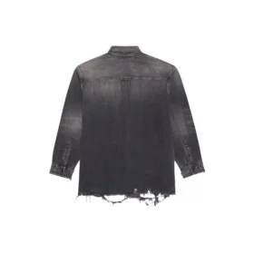 SS21 Zerrissenes Denim-Hemd für Herren, Schwarz 657610TBP191090