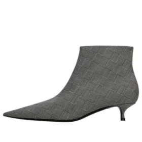 Stiefel aus Wolle mit Karomuster und spitzer Zehenpartie „Grey“ 579218W1SR01214