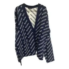 Strickjacke mit Allover-Logo „Blue White“ 736248T32338502