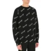 Strickpullover mit durchgehendem Schriftzug-Logo „Schwarz“ 646493T41121070