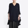Strickpullover mit V-Ausschnitt und Destroyed-Optik „Navy“ 696091T16420414