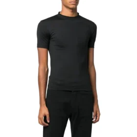 Supereng anliegendes, glänzendes T-Shirt „Black“ 720458TNVI21000