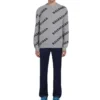 Sweatshirt aus Wollmischung mit durchgehendem Logo und Rundhalsausschnitt „Grey Black“ 555481T14711262