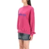 Sweatshirt mit Rundhalsausschnitt und Schriftzug-Logo „Dark Fuchsia“ 697869TMVB50507