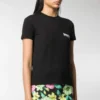 T-Shirt mit Alphabet-Logo-Aufdruck, kurzärmelig, schwarz 612964TIV521070