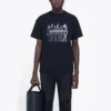 T-Shirt mit Bandporträt-Aufdruck, Logo, Retro-Stil, locker sitzend, kurzärmelig, Unisex, schwarz 612966TIVA11000