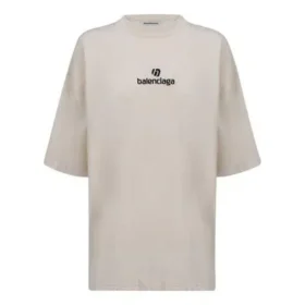 T-Shirt mit gesticktem Alphabet-Logo, kurzärmelig, grau-weiß 641532TJVA99054