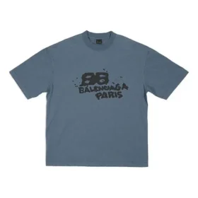 T-Shirt mit handgezeichnetem BB Icon, mittlere Passform „Blue Black“ 612966TNVN44183