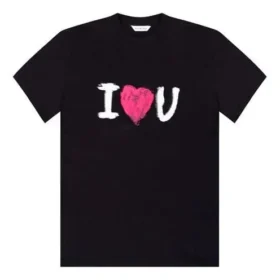 T-Shirt mit „I Love U“-Aufdruck, kurzärmelig, schwarz 612965TJVL51070